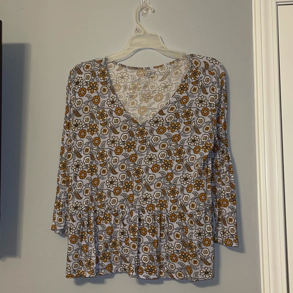 Blue 3/4 sleeve LOFT shirt size small